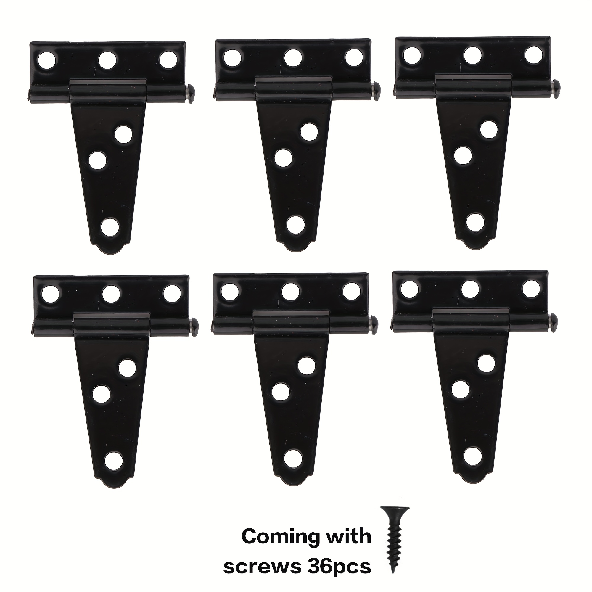 

6-pack 2-inch Heavy-duty Hinges, Black Metal Powder Coated Door Mount Hinges For Barn Doors, Sheds, Wooden Fences