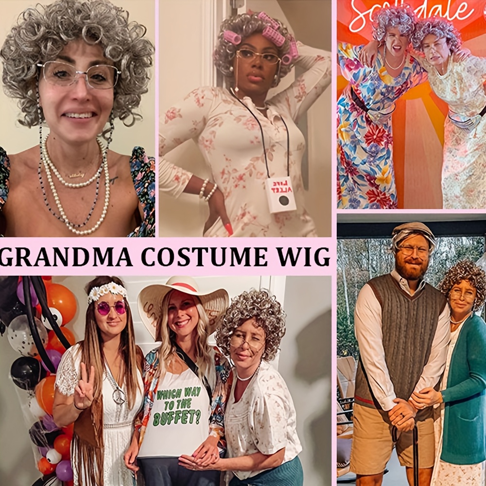 old lady costume wig accessories 5pcs set 100 days school - Temu