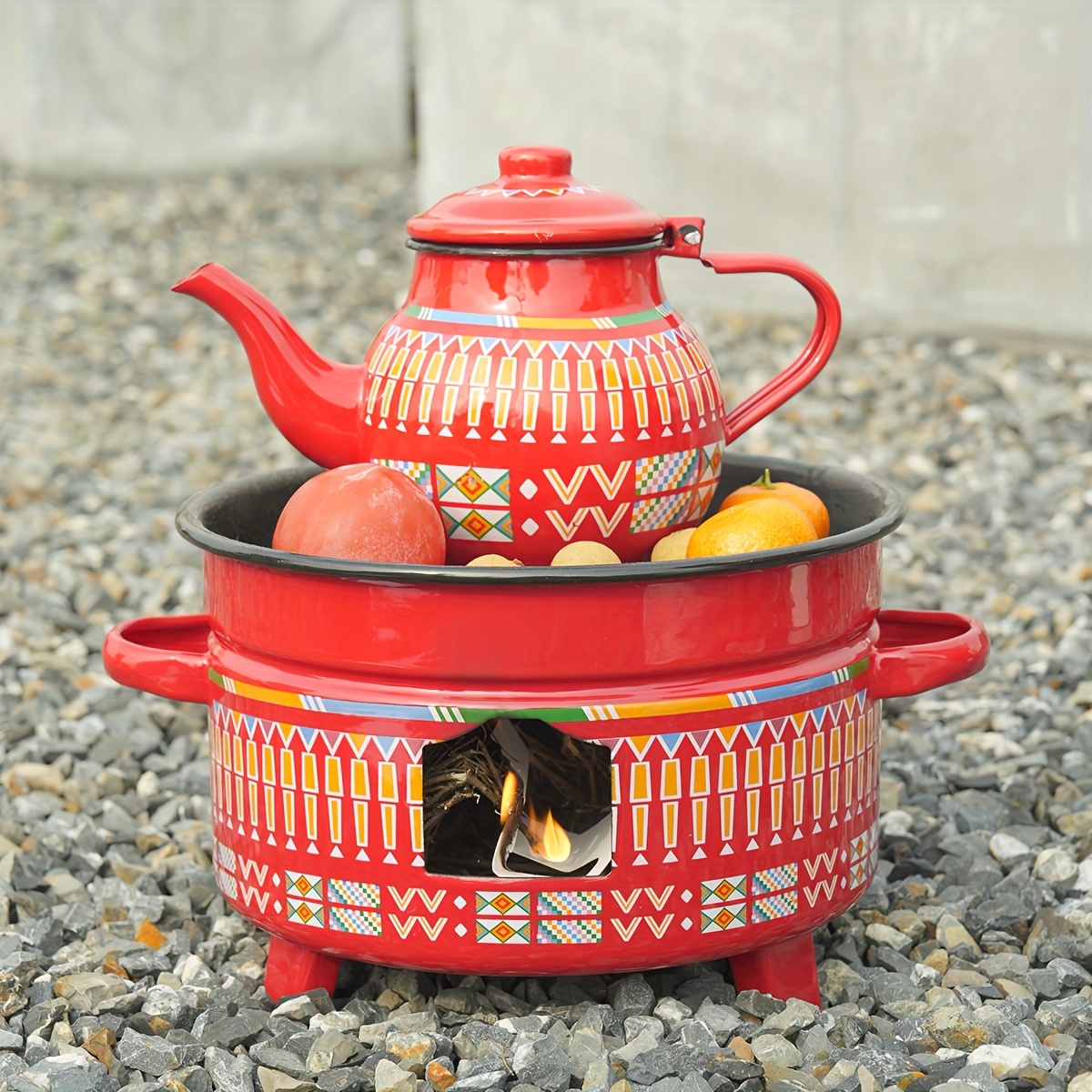 8pcs retro ethnic style enamel kettle set season multi Temu