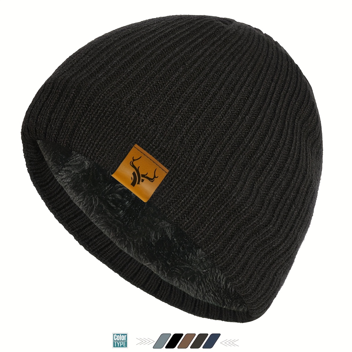 TEMU 1pc Christmas Antler Tag Hat, A Stylish Beanie For Men And Women, Lightweight And Comfortable Winter Hat, Warm Cap For Cold Protection, Suitable