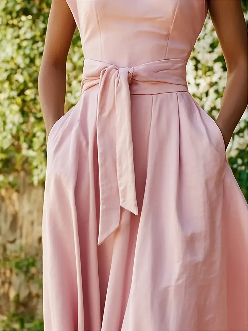 sleeveless women's light pink off the shoulder dress Pink Off The Shoulder Dress