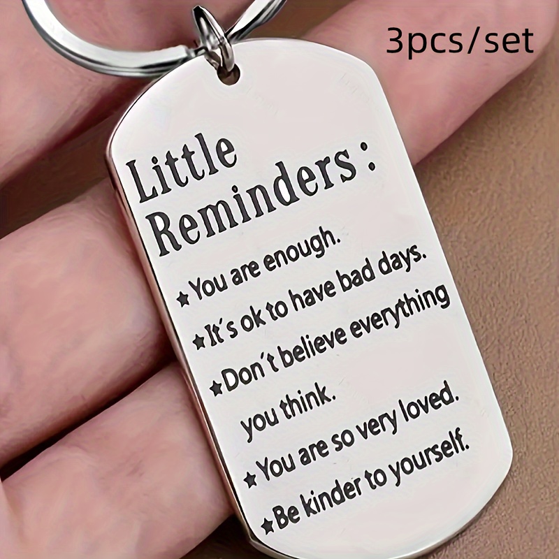 

3pcs Stainless Steel Small Keychain Engraved With Inspirational Quotes For Women And Men. Perfect Birthday And Christmas Gift For Son, Daughter, Best Friend