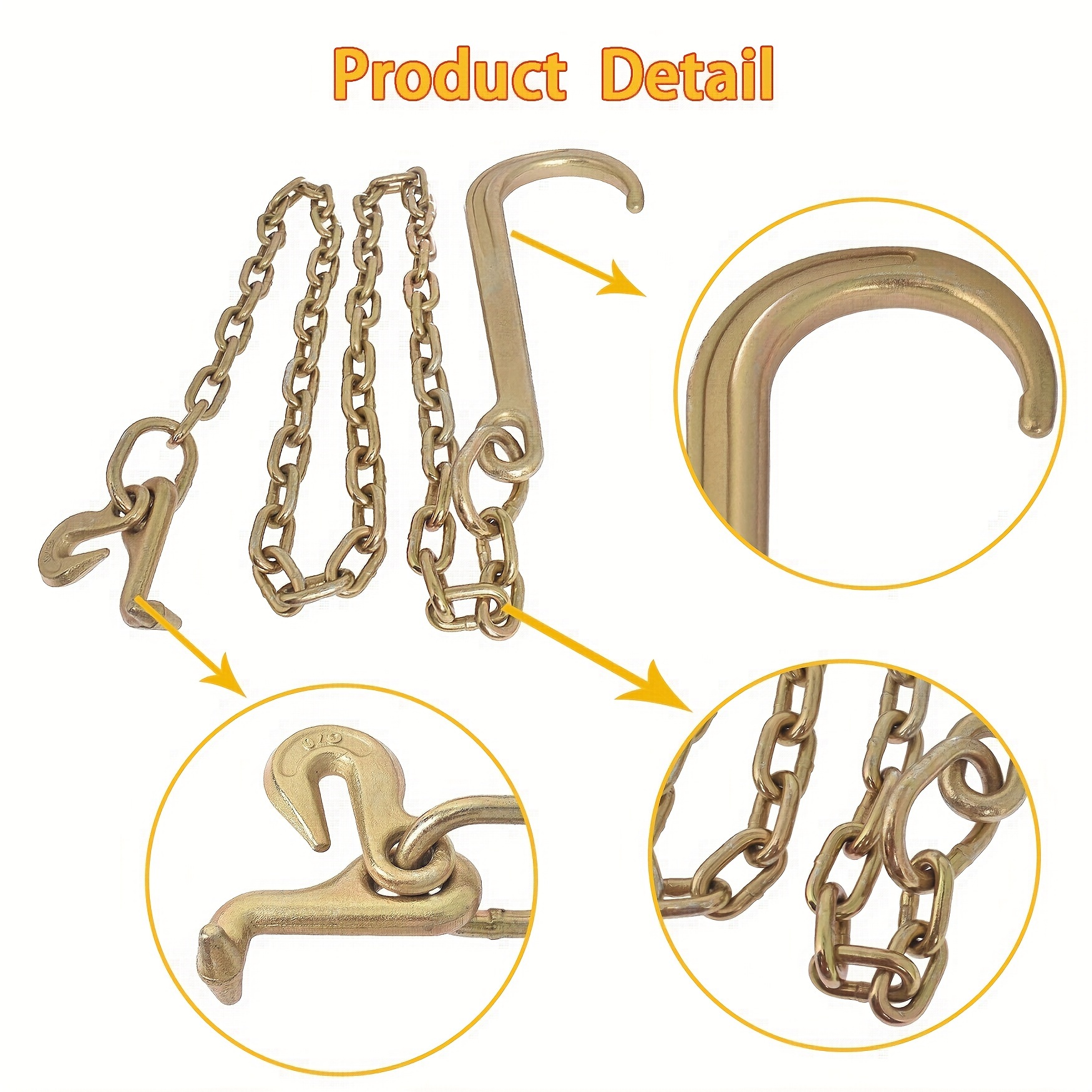 

5/16 X 6 Ft Grade 70 Tow Chain 15 J Hook Mini R Hook Replacement For Recovery Wrecker Axle