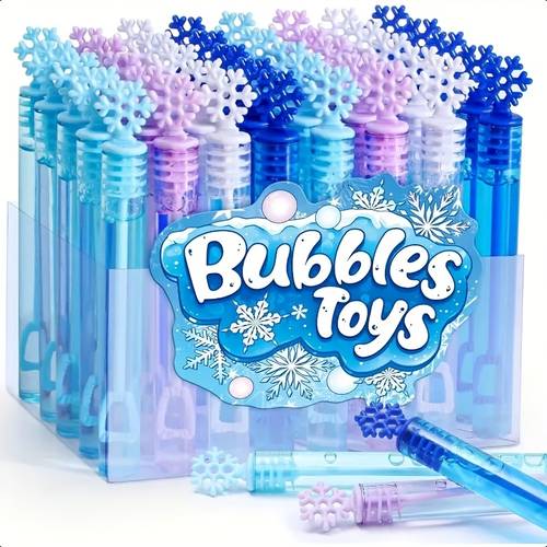 24pcs snowflake bubble wands no liquid holiday wedding party supplies bubbles for kids party favors kids birthday gifts treasure box toys for classroom easter basket stuffers kids toys for girls boys goodie bags stuffers for kids