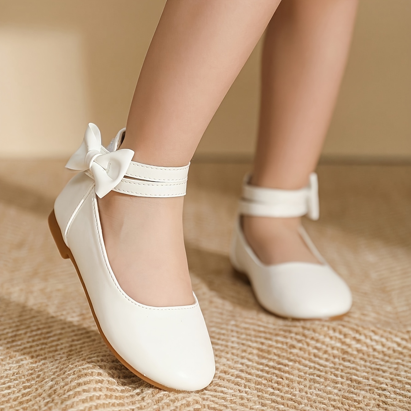 1 pair of elegant bow mary jane toddler flats white dress shoes with double ankle straps 2026 new style suitable for   weddings school parties birthday gifts