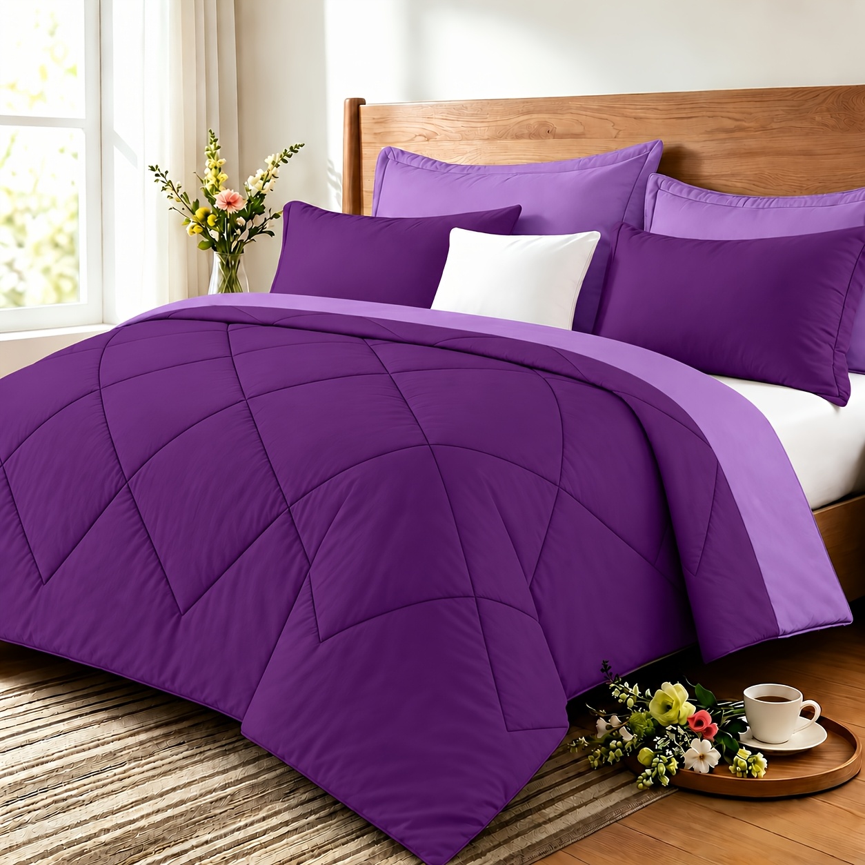 TEMU 2/3pcs Solid Color Diamond Pattern Large & Bed Sets Soft Comfortable And Fiber Filled Lightweight Fabric Breathable Quilt Easy To Of With Quilts