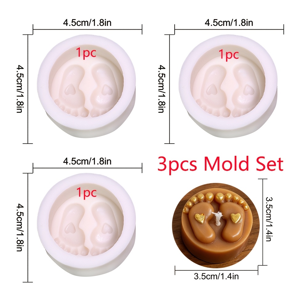 TEMU 3er-Set ZHONGHUI MOLD Mini Silikon Seifenform, Doppelte Füße mit Herz Silikonform für Kerzenherstellung, Handgemachte Duschgeschenke,