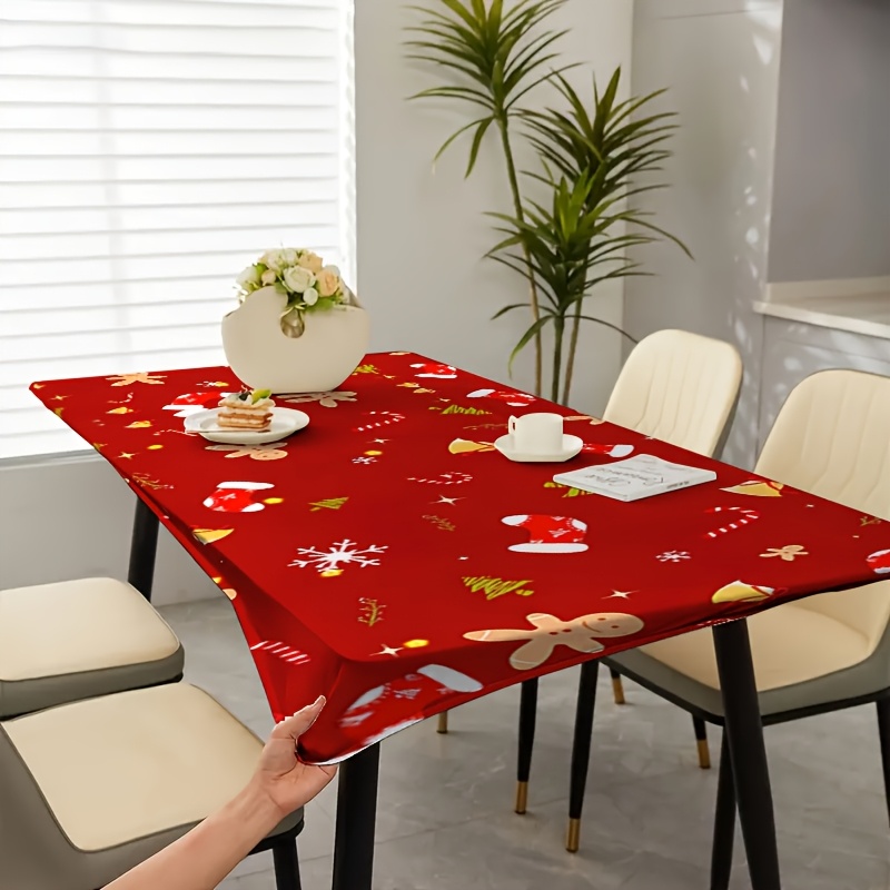 TEMU 1pc Design Tablecloth, Christmas Holiday Pattern Background Printed Tablecloth - Christmas Decoration, Design Table Cover - 120g, Polyester