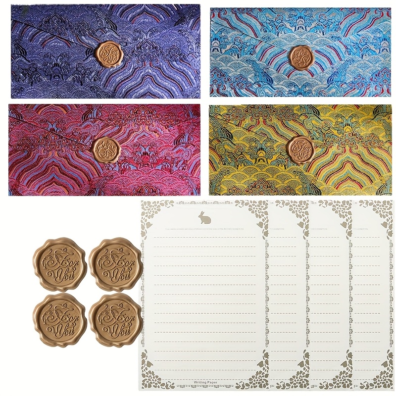 TEMU 30-piece Exquisite Envelope And Letter Paper Set, High-value Sealing Wax Invitation Envelopes With Textured Finish, Suitable For Parties, , And