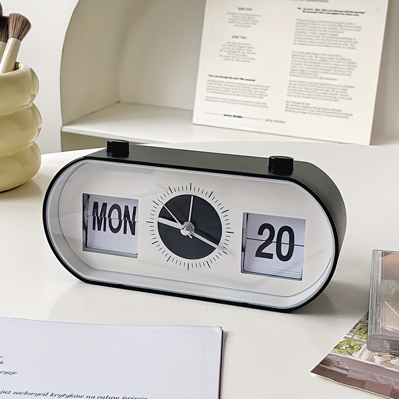 1pc Creative Vintage Flip Clock Mechanical Alarm Clock Desktop