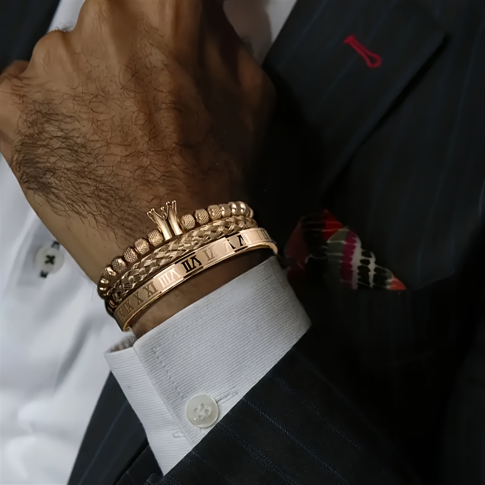 3pcs mens steel bracelet details 2