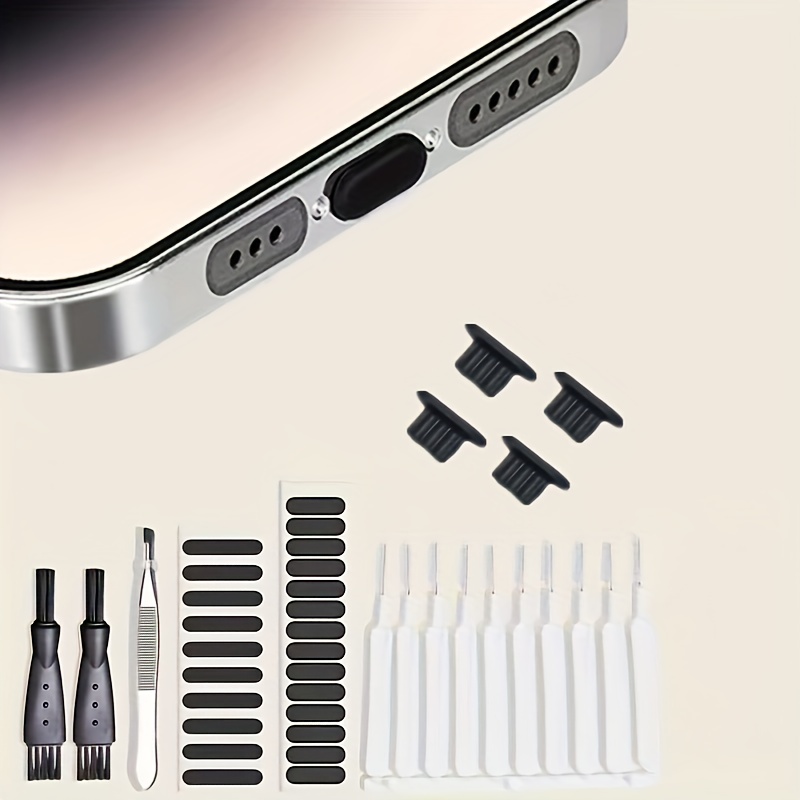 TEMU /type-c Phone Cleaning Maintenance Kit With Dust Plugs, Speaker Protectors, Tweezers, And Keyboard Cleaning Brush - No Battery Required