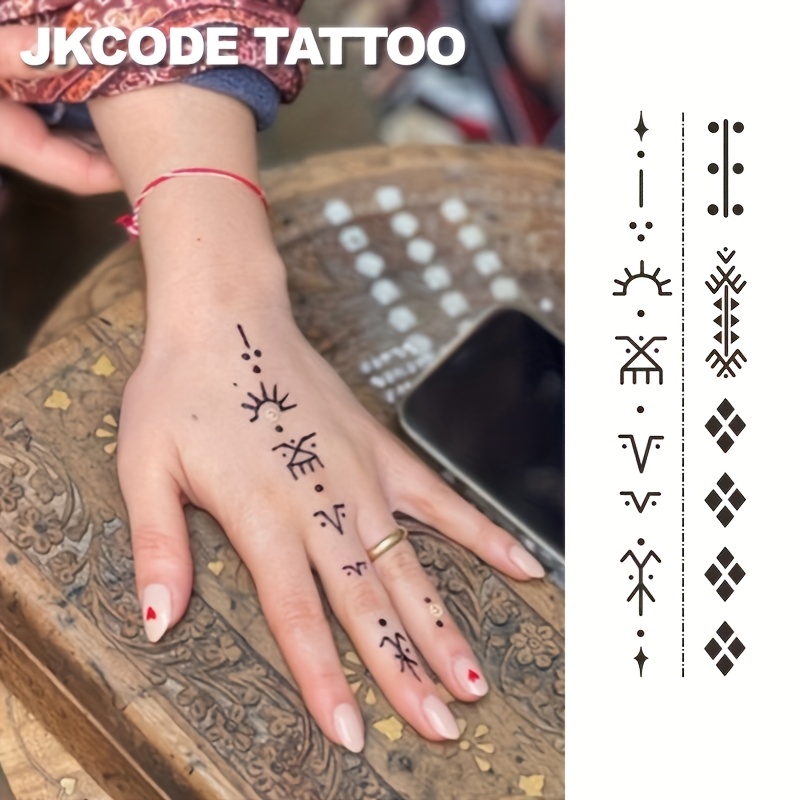 waterproof design semi permanent tattoos hands temporary - Temu