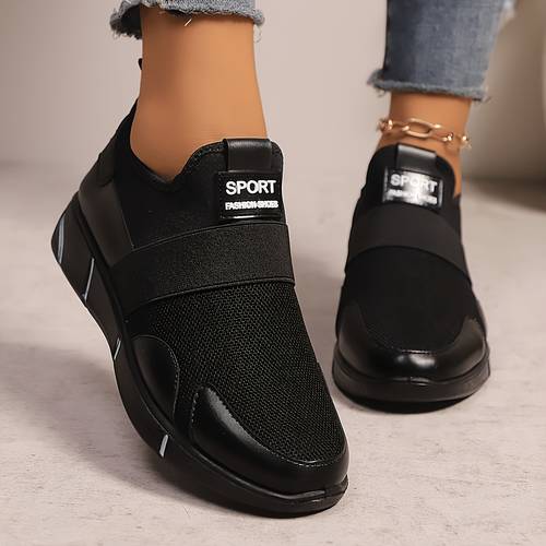 női slip-on cipők - könnyű kötött felsőrész, hegyes orrú design ívtámasszal - légáteresztő kialakítás, kényelmes hétköznapi fűzők, ideális kültéri használatra, utazáshoz, mindennapi viselethez és partikra - könnyen tisztítható anyagú felsőrész - tökéletes ajándék nőknek fekete, arany és ezüst