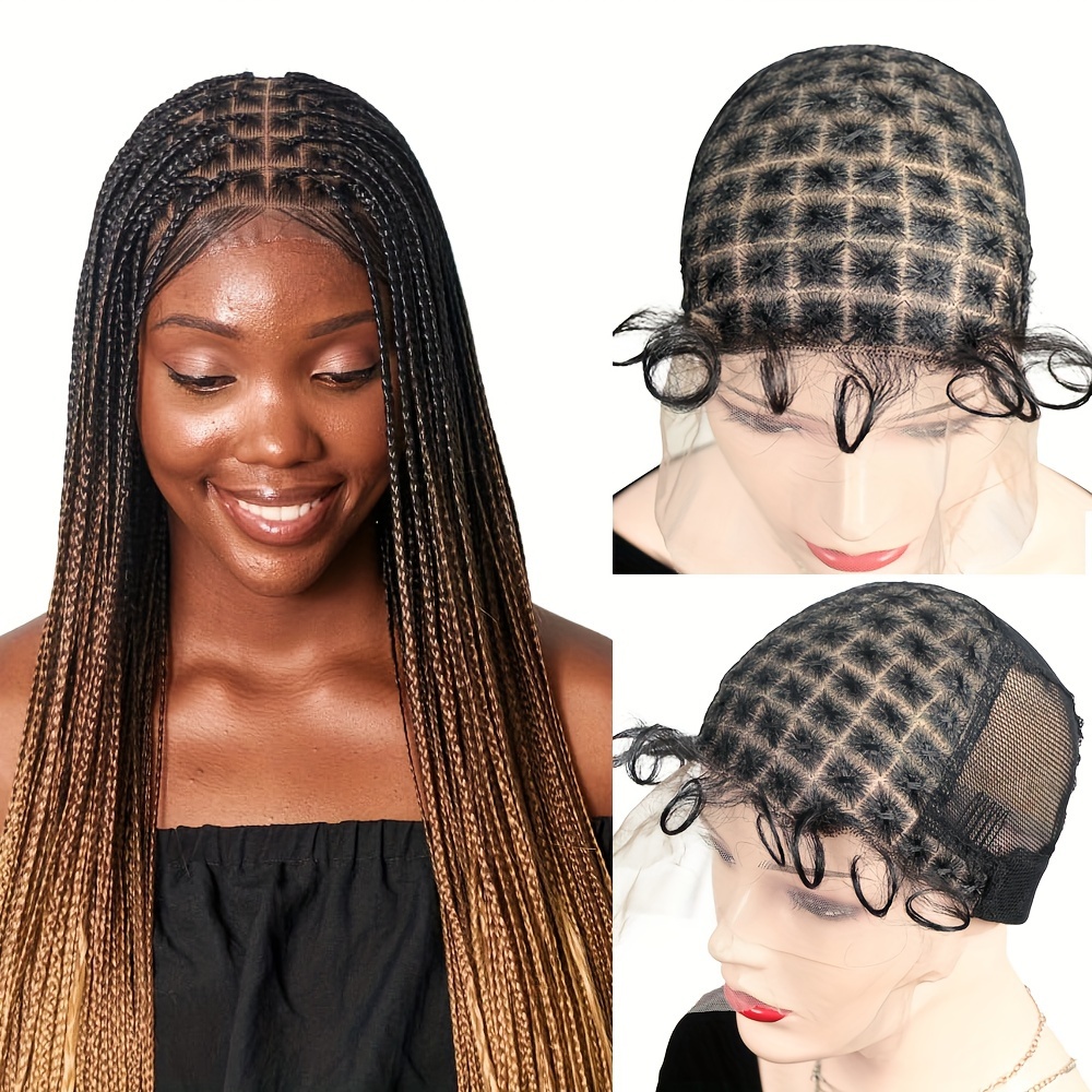 

Double Layer Crochet Wig Cap With Baby Hair - Nylon Square Lace Front Cap For Braided Wigs, Mesh Back, Natural Look, Wig Styling Cap|natural Hairline Wig|breathable Mesh Design