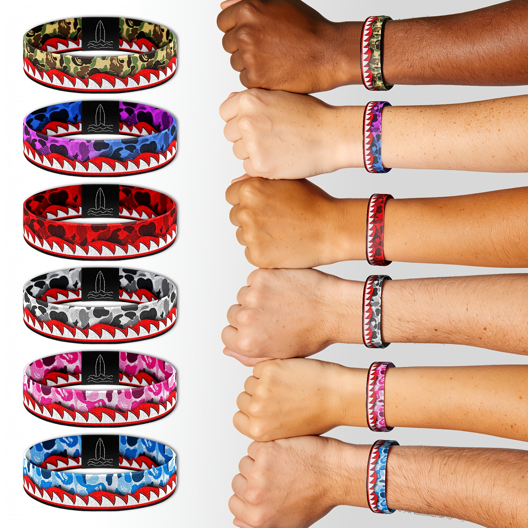 Ocean Shark Camouflage Print Stretch Surfing Wristband Set