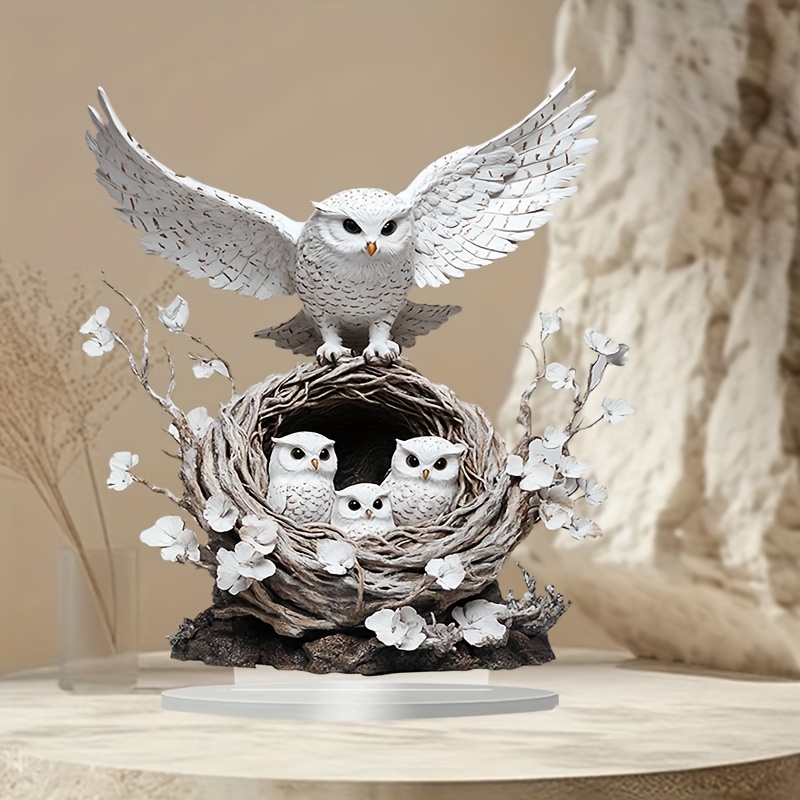 

2d Flat, , Snowy Watch Decoration - Bohemian Style, Home, Office Display (6.7-inch X8-inch) Conveys The Theme Of Care And Protection, While Showcasing The Unique And Majesty Of The Snowy Owl