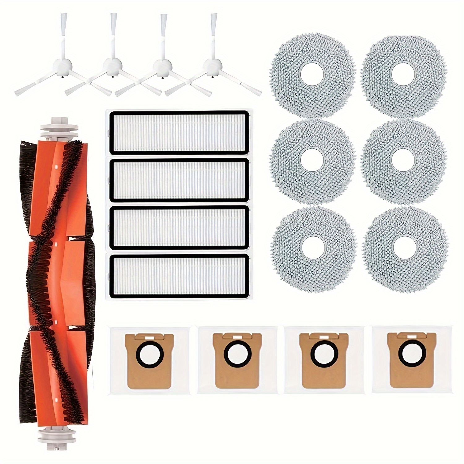 Ersatzteil-Set Für Xiaomi Saugroboter 5 & 5 Pro – Inkl. 2 Hauptbürsten, 6 Seitenbürsten, 6 Filter, 6 Wischpads, 6 Staubbeutel