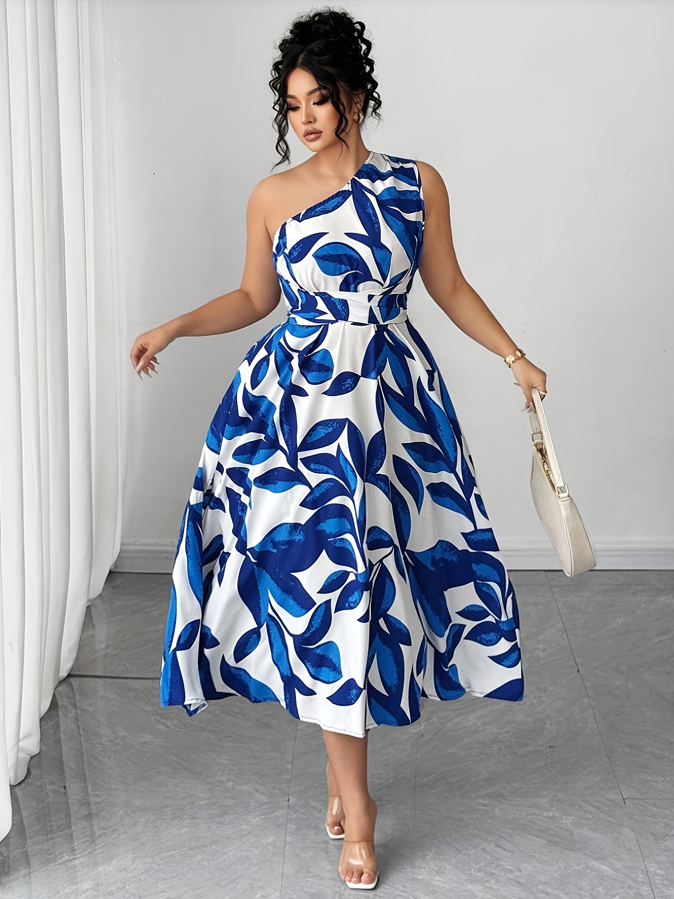 blue and white floral plus size dress Yours London Women's Plus Size White & Blue Floral Wrap Dress Size 18