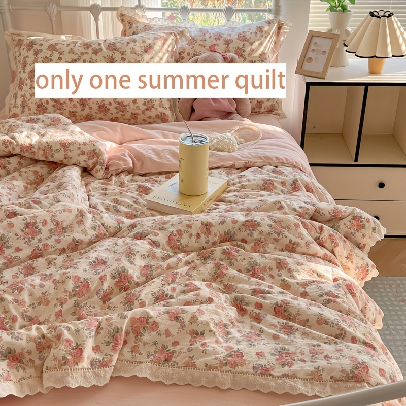 Image of 1pc Soft Summer Thin Blanket, Style Summer Quilt - Lightweight And Breathable, Machine Washable, Summer Cooling Quilt, Suitable For , Perfect For Bedroom, And Sofa Use