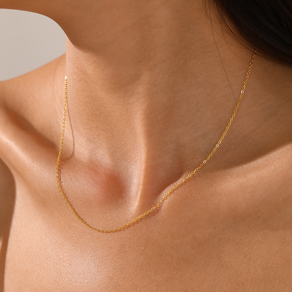 TEMU 1pc Easy And Stylish Thin Chain Necklace, 304 304 Stainless Steel Jewelry, Women's Fashion Chain Necklace, Unisex, Couple Style, Suitable For