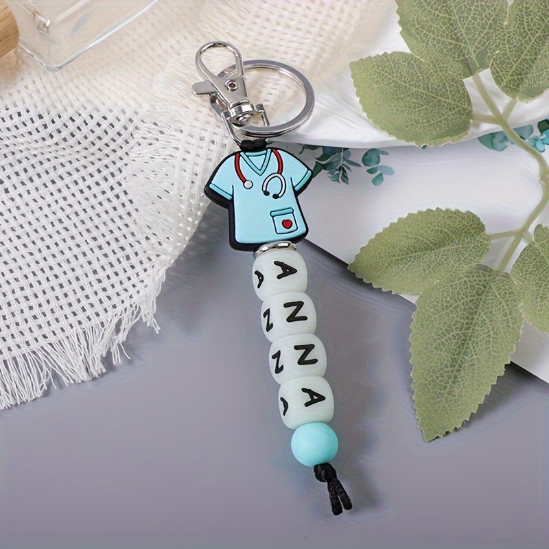 Image of [diy Custom] A Custom Cute Stethoscope Nurse Love Heart Clothes Silicone Luminous Letter Bead String Bead Keychain Custom Name Custom Bag Ornaments Custom Pendant Additions Custom Gift