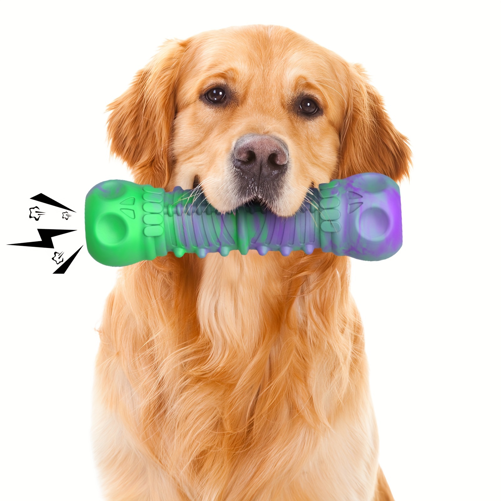 TEMU Dog Chew Toys For Aggressive Chewers, Non-toxic Rubber Teeth Cleaning Training Toy For All Breed Sizes, Interactive Sound Pet Supplies