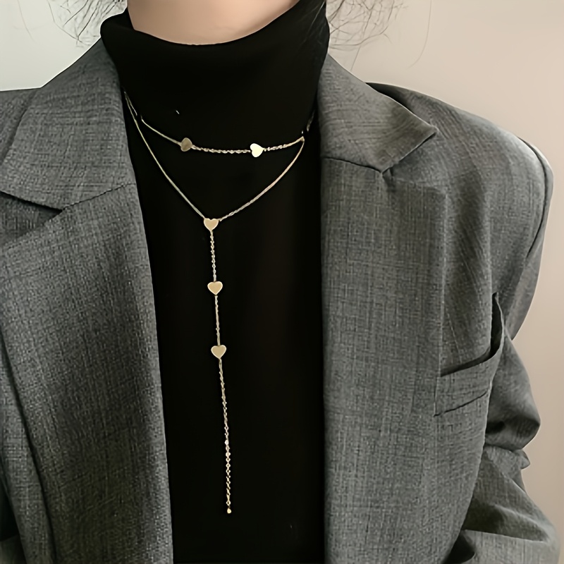 Elegant 304 Stainless Steel Double-Layer Golden Women's Necklace