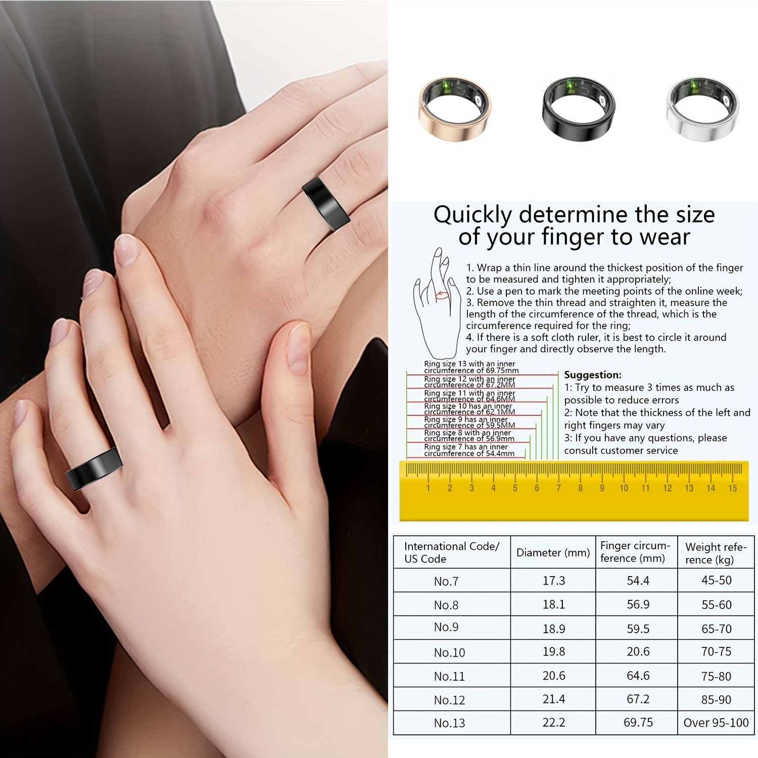 2026   smart rings for men women health monitoring ring fitness   with sport mode pedometer   calorie   ip68 fitness ring     ring for   for iphone gifts for him her Product details 1