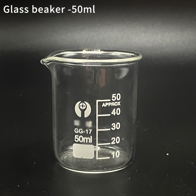 TEMU Vaso de precipitado de vidrio de borosilicato de 50 ml, transparente y resistente al con marcas de medición