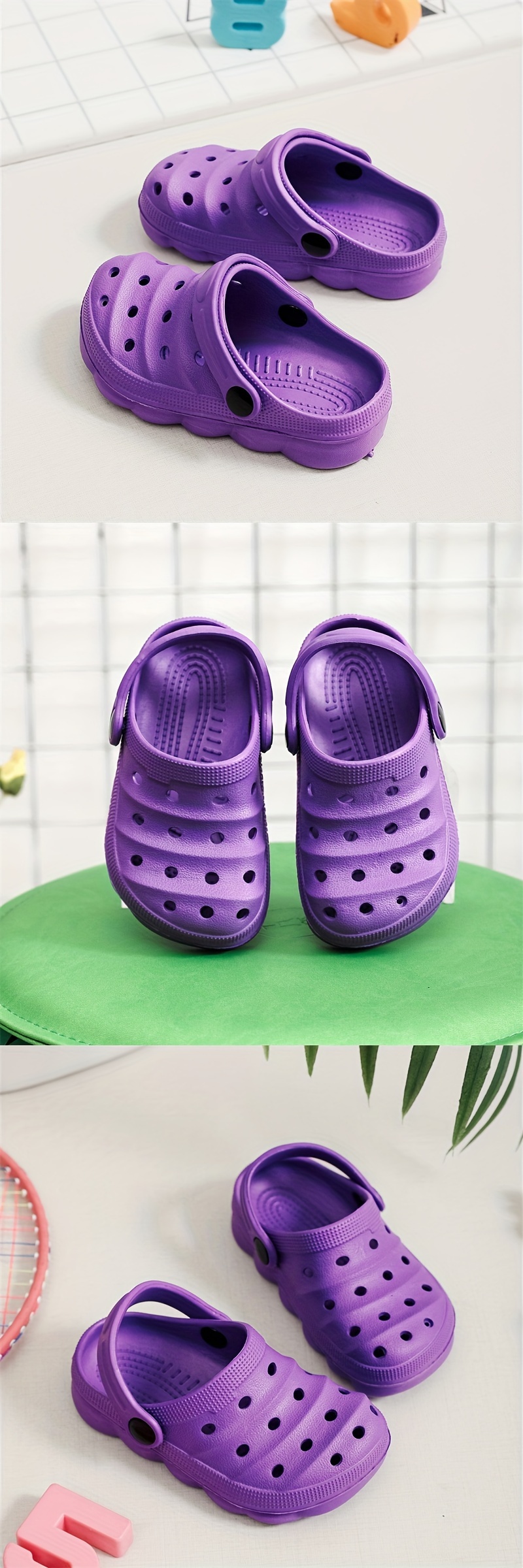 Unisex Kid's Solid Breathable Hollow Out Clogs, Comfy Non Slip Casual Slippers For Boy's & Girl's Outdoor Activities