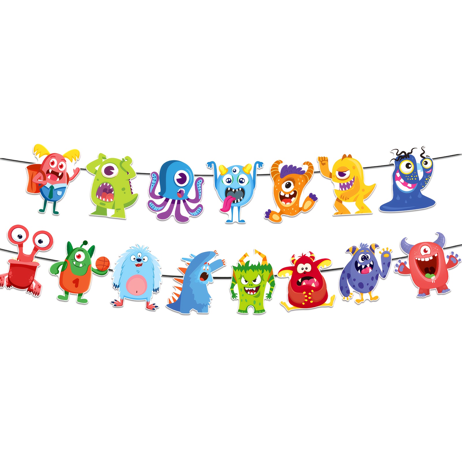 Image of Party Decorations, Monster Birthday Party Banner, Includes 1 Set Of Themed Banner, Cartoon Monster Party Supplies, Suitable For Birthdays, Cute Monster Party, Monster Themed Party, Party, Cute Monster