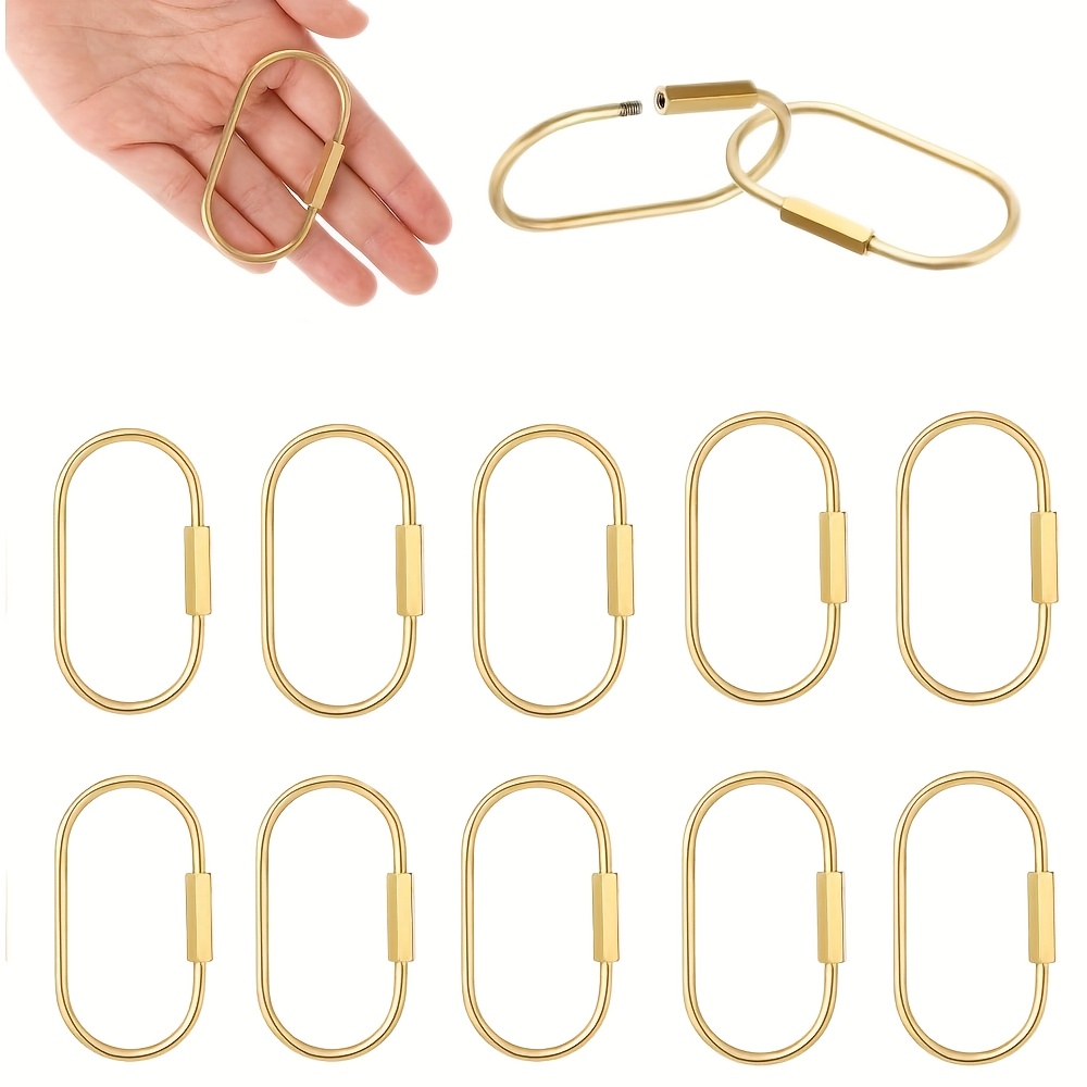 TEMU 10pcs Brass Screw Lock Keychains, Durable Screw Lock Clips, Mountain Climbing Decorative Buckles, Suitable For Keys, Handbags, Jewelry, Cars And