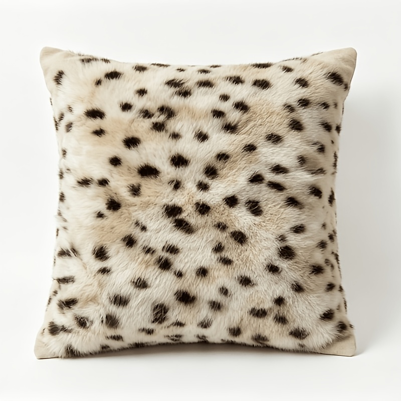 TEMU 1pc 17.7x17.7in Or 11.8x19.7in Leopard Print Plush Pillowcase Home Sofa Bed Plush Cushion Pillowcase Office Lumbar Pillowcase Without Core