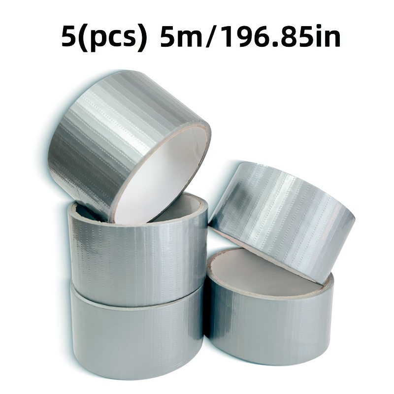 TEMU 5 Rolls Metallic Silver Duct Tape Bulk Pack - Heavy Duty, High Strength Adhesive For Emergency Repairs, Sealing, Patching Indoor/outdoor (5m,