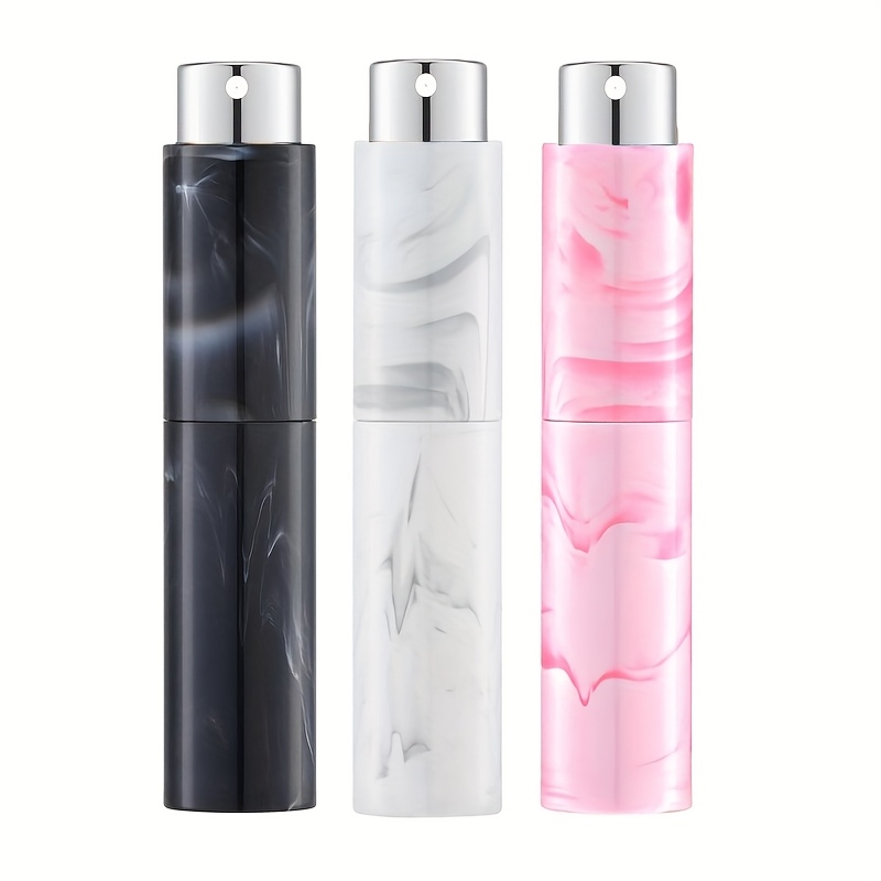TEMU 3pcs 10m Rotating Perfume Atomizer Marble Pattern Set, Refillable Mini Travel Size Empty Cologne Sprayer, Men Women Portable Spray Bottles