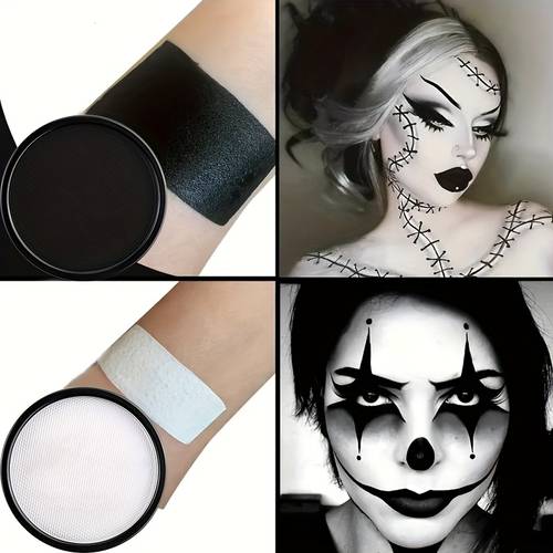5pcs set black white and red body painting 10 brush palette set monochrome water soluble body painting body painting stage makeup face painting halloween
