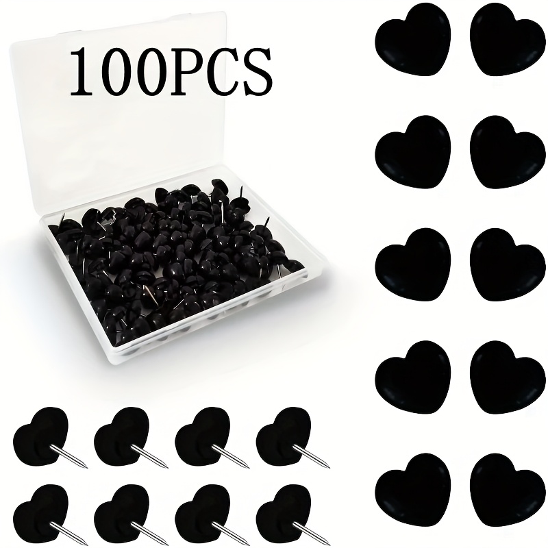 100 Heart-shaped Push Pins: Transparent , Steel Tip, For Walls, Cork Boards, Maps, Calendars, Photos - Heavy-duty For Home Office And Craft Projects