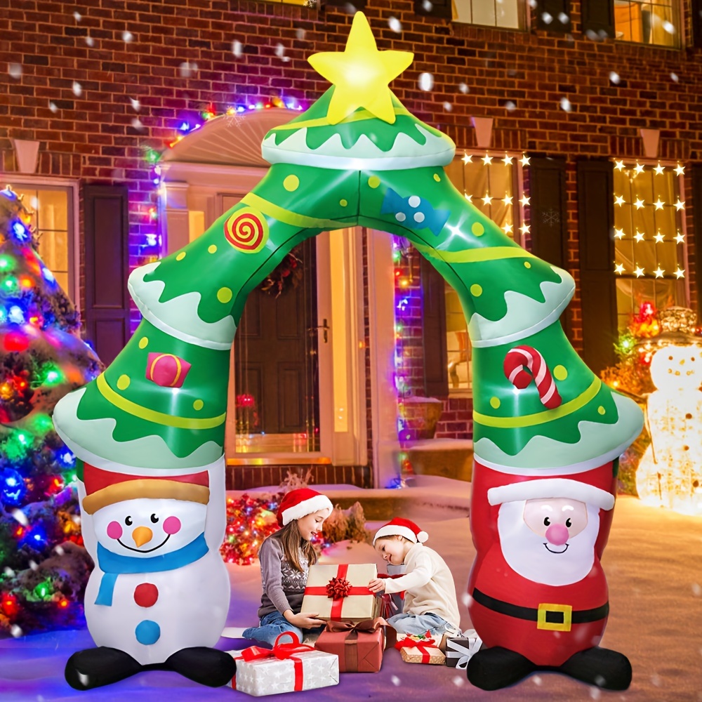 

9ft Giant Christmas Inflatable Archway With Santa/snowman, Christmas Tree Arch Blow Up Yard Decoration, Led Lights For Christmas Party Holiday , Outdoor Lawn Winter Décor Christmas Decoration