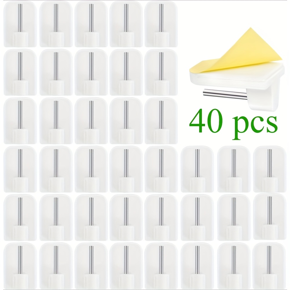 TEMU Lot de 40 mini crochets non percés, en plastique durable, pour fixer facilement des rideaux fins, des panneaux de rideaux, des rideaux en