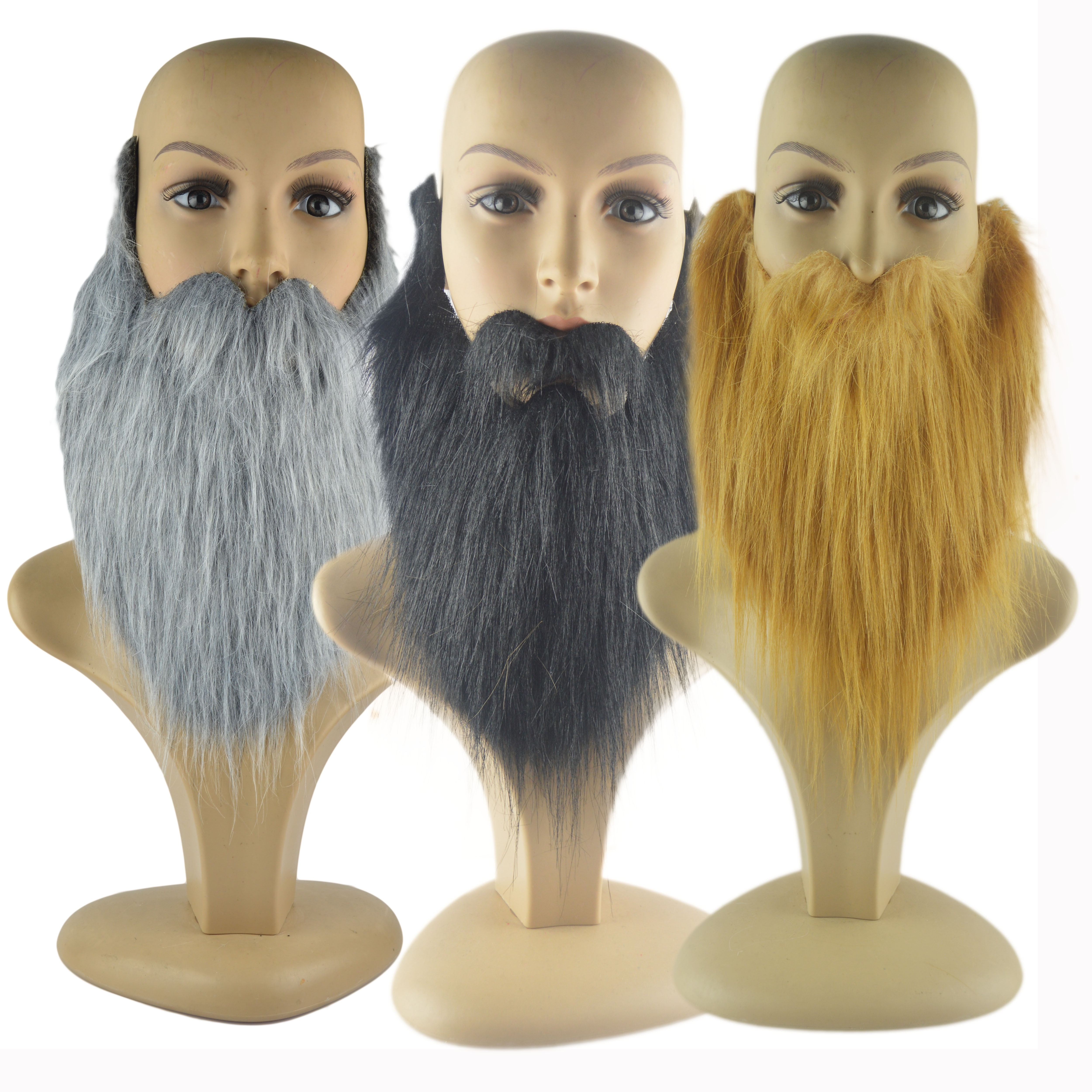 Barba falsa realista 100% cabello humano atada a mano completa barba de  cabra realista bigote negro natural para hombres, maquillaje,  entretenimiento