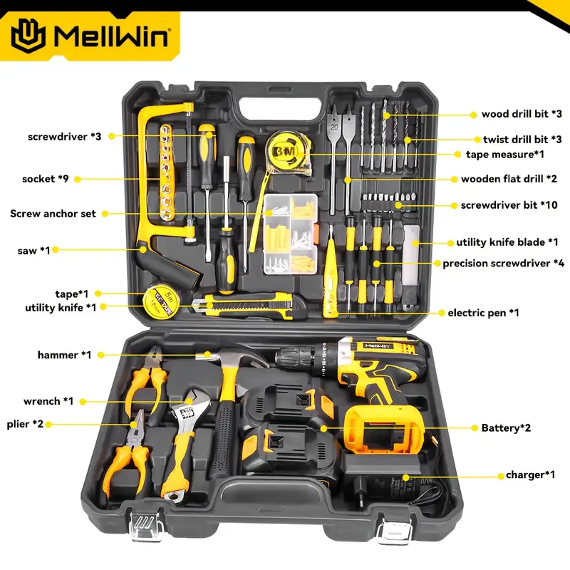 electric drill 10 impact drill electric screwdriver set electric tool kit for home drilling diy tools fathers day gift Product details 4