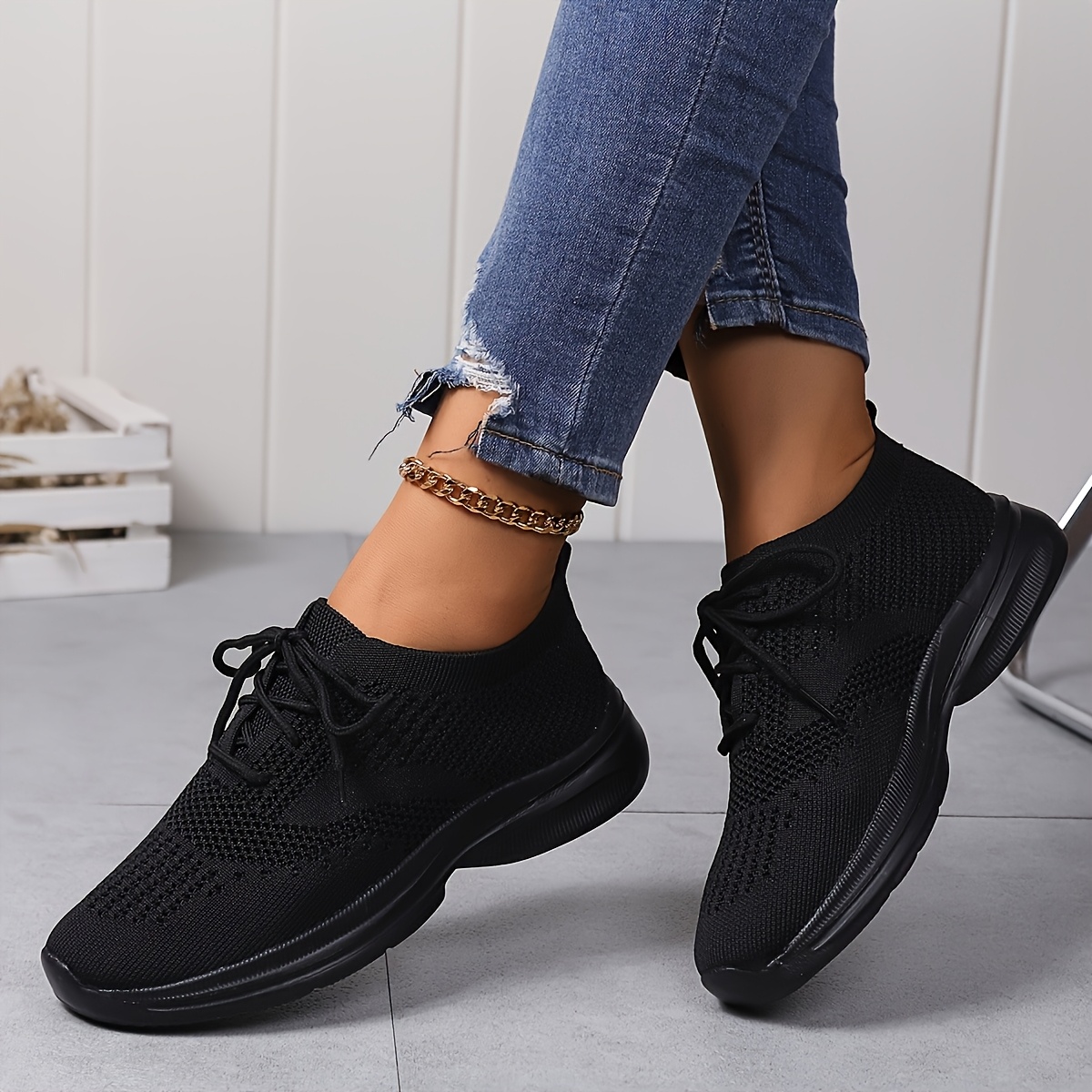 women's hollow lace thick soled breathable running shoes Temu