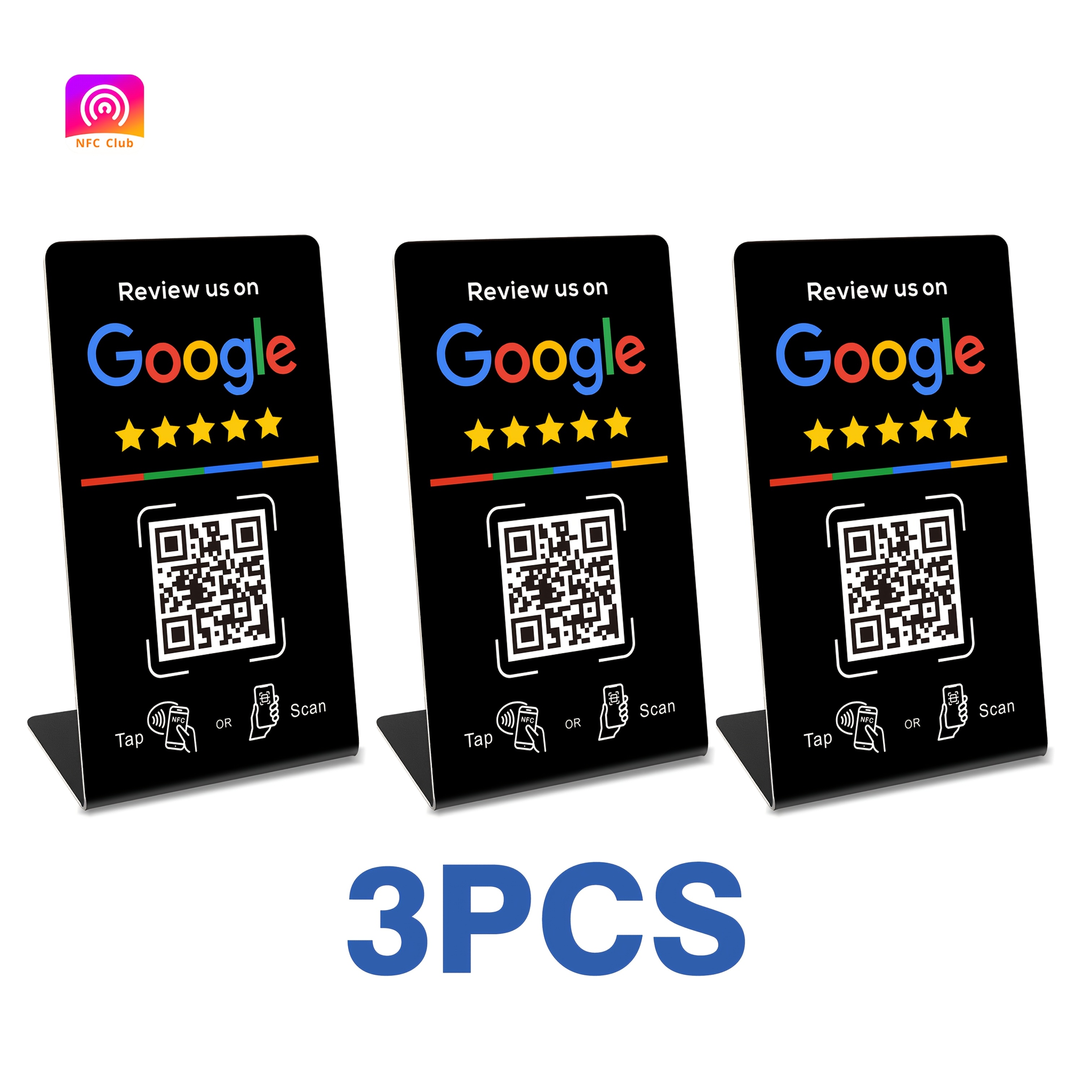 Image of 1pc/3pcs Social Media Stand For Businesses - Nfc Tap And , Easy Setup With Review Link Durable Pvc, Perfect For Google Reviews And Social Media , Social Media Stand