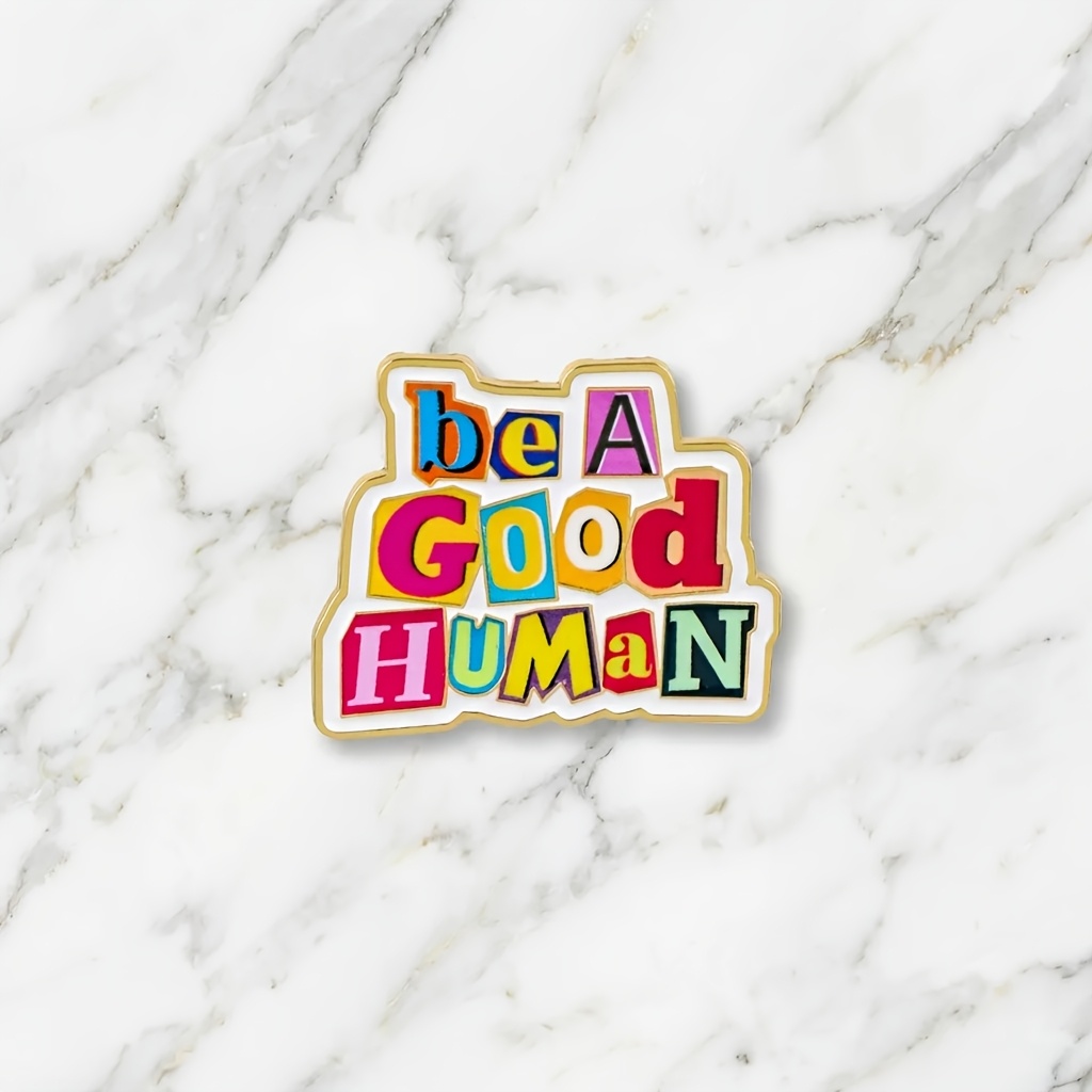 TEMU Retro Style Collage Letter Brooch Positive Message Canvas Bag Outerwear Collar Decoration Badge Daily Wear Holiday Gift Creative Small Accessory