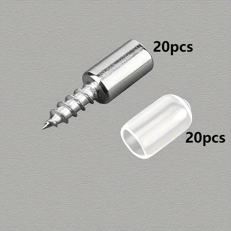 TEMU 40 piezas de pasadores de soporte de estante de metal con fundas antideslizantes - Tornillos autorroscantes para partición de gabinete, soportes