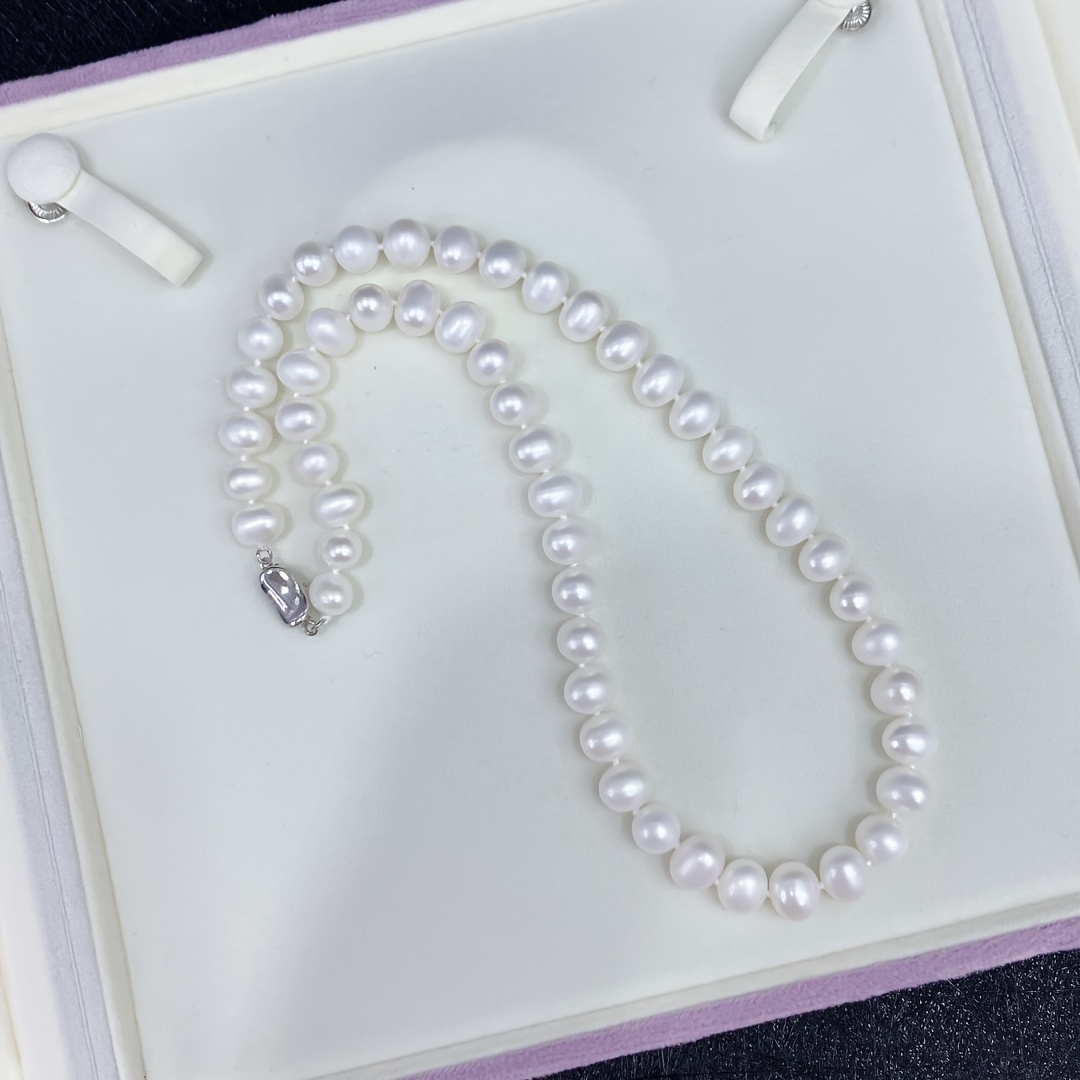 natural   necklace near round  s  s 6 7mm s925 silvery total weight 28 3g light luxury and high end elegant and versatile with exquisite jewelry box details 2