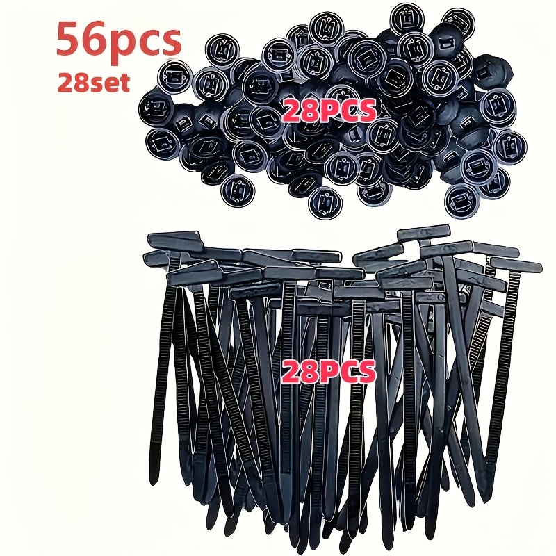 Temu – TEMU 56pcs/28 Sets, 108pcs/54 Sets, 216pcs/108 Sets, 438pcs/219 Sets. Self-locking Cable Tie Clamps Made Of Durable Plastic With Zipper Pulls.