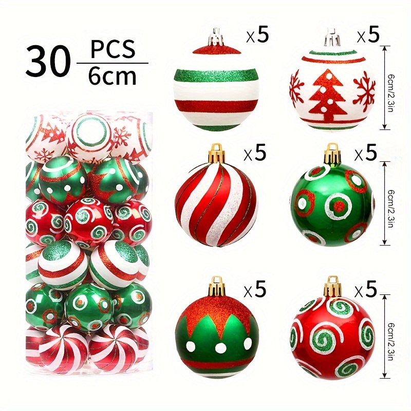 TEMU 30pcs Christmas Ornaments Set - Plastic Hanging Decorative Baubles For , Seasonal Decor, No Feathers, -occasion Ornaments For , Halloween, Easter, Thanksgiving