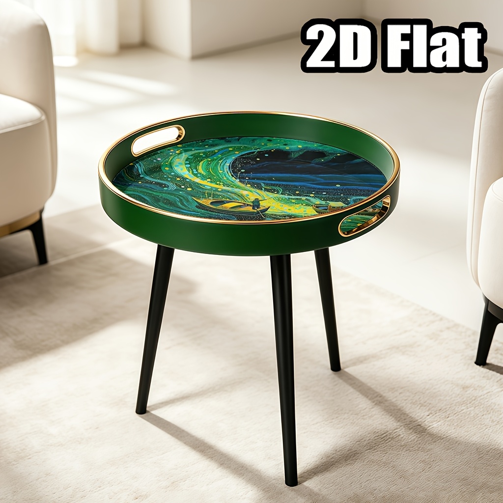 Polygonal Modern Minimalist Table with Boat Painting